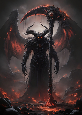 Demonic Reaper with Fiery Scythe