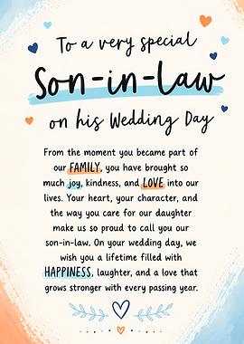 To My Son-in-Law on his Wedding Day