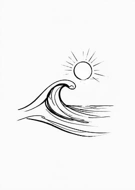 Wave and Sun Sketch