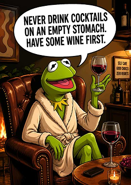 Kermit the Frog with Wine