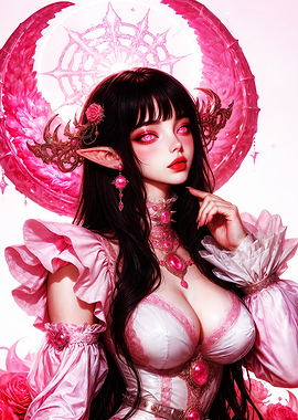 Pink Elf Princess with Ornate Dress
