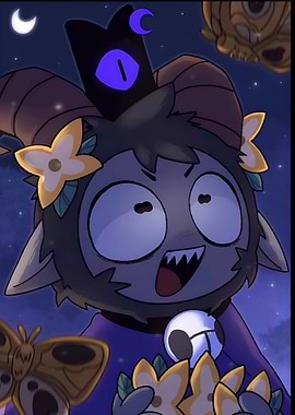 Cute Goat Character with Moon Crown