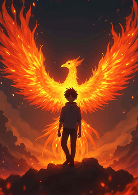 Boy and Fiery Phoenix