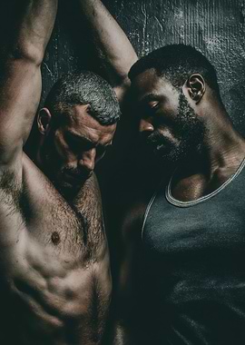 Athletic Gay Couple Moody Portrait