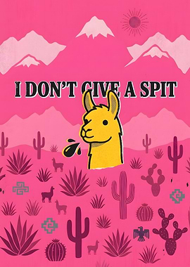 Llama Spitting Funny Quote 'I DON'T GIVE A SPIT'