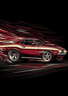 Classic Muscle Car Speed Wall Art Garage Poster