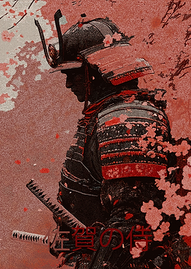 Samurai Warrior with Cherry Blossoms