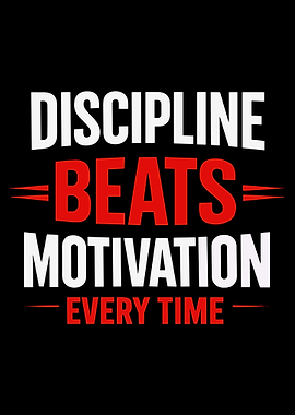 Discipline Beats Motivation Typography Poster Motivational Gym Wall Art