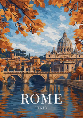 Rome Italy Autumn Travel Poster