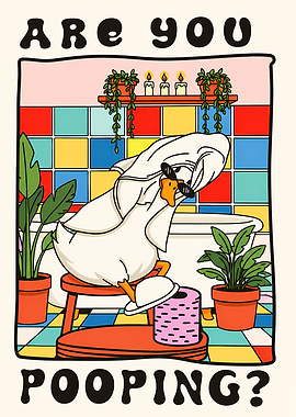 Goose Pooping Funny Bathroom Art
