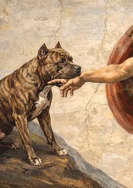 Dog and Hand in Renaissance Style
