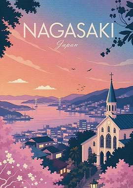 Nagasaki Japan Vintage Poster