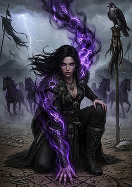 Dark Sorceress Conjuring Magic