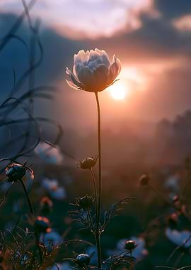 Cosmos Flower at Sunrise