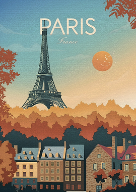 Paris Eiffel Tower Vintage Poster