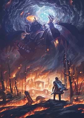 Dragon Over Burning City