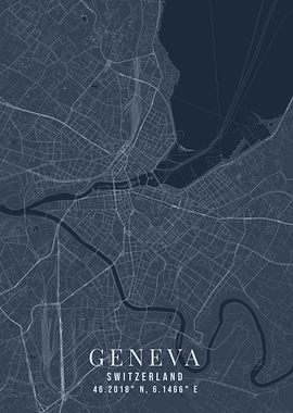Geneva Switzerland Map Art