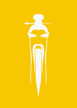 White Asian Man Silhouette on Yellow