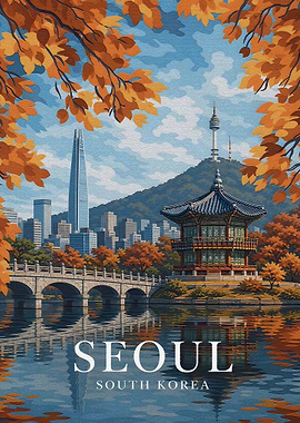 Seoul Autumn Travel Poster