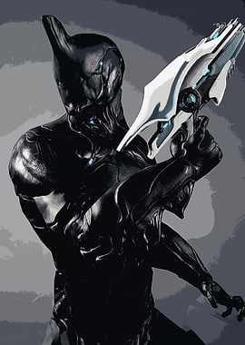 Warframe Character with Futuristic Weapon