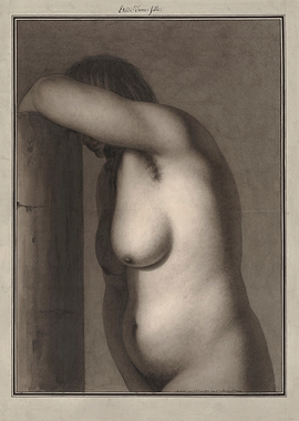 Nude study leaning on a pillar
