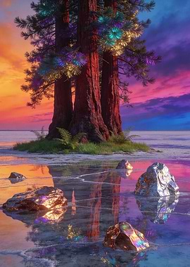 Magical Sequoia Forest at Sunset