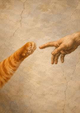 The Creation of Adam with a Cat