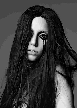 Lady Gaga Black and White Portrait