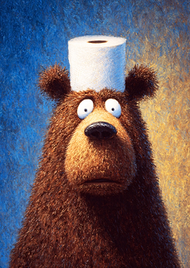 Bear with Toilet Paper Hat