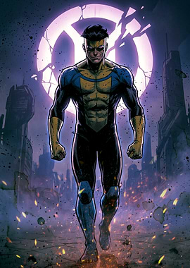 Invincible Walking Through City Ruins