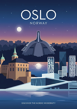 Oslo Norway Cityscape at Night