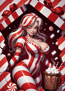 Candy Cane Girl in Gift Box