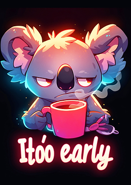 Tired Koala with Coffee