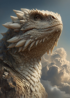 Majestic White Dragon in Stormy Skies