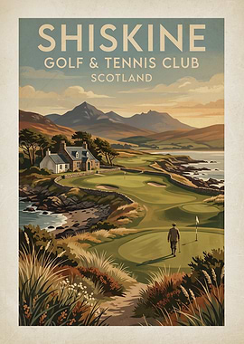 Shiskine Golf & Tennis Club Vintage Poster