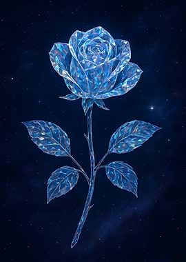 Crystal Rose in Starry Night Sky