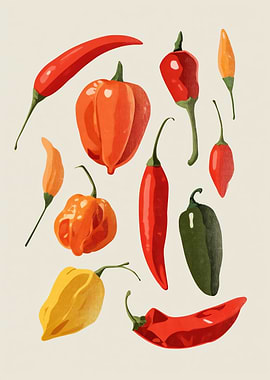 Assortment of Colorful Chili Peppers