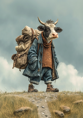 Anthropomorphic Cow Traveler