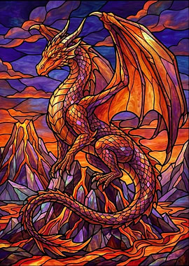 Dragon in a Volcanic Landscape