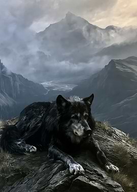 Wolf on a Mountain Peak