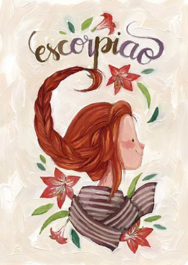 Scorpio Zodiac Girl with Flowers