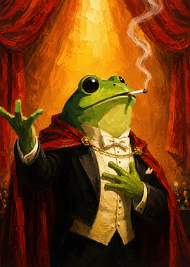 Dapper Frog Smoking on Stage