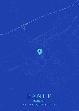 Banff Canada Map with Location Pin