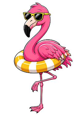 Cool Flamingo with Sunglasses and Float