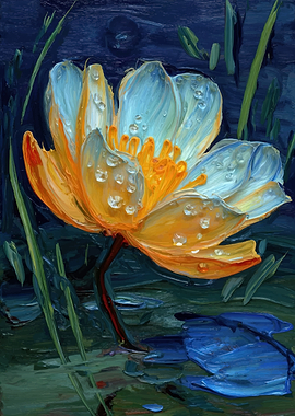 Water Lily with Dewdrops