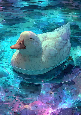 Happy Duck in Cosmic Water
