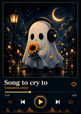 Sad Ghost Listening to Music