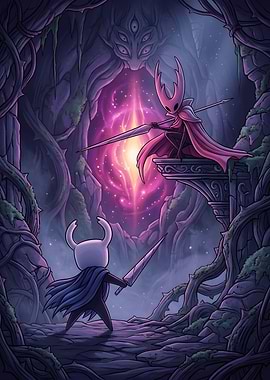 Hollow Knight Characters in Mystical Setting