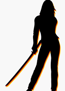 Silhouette of a woman with a sword