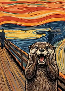 Screaming Otter in The Scream Painting